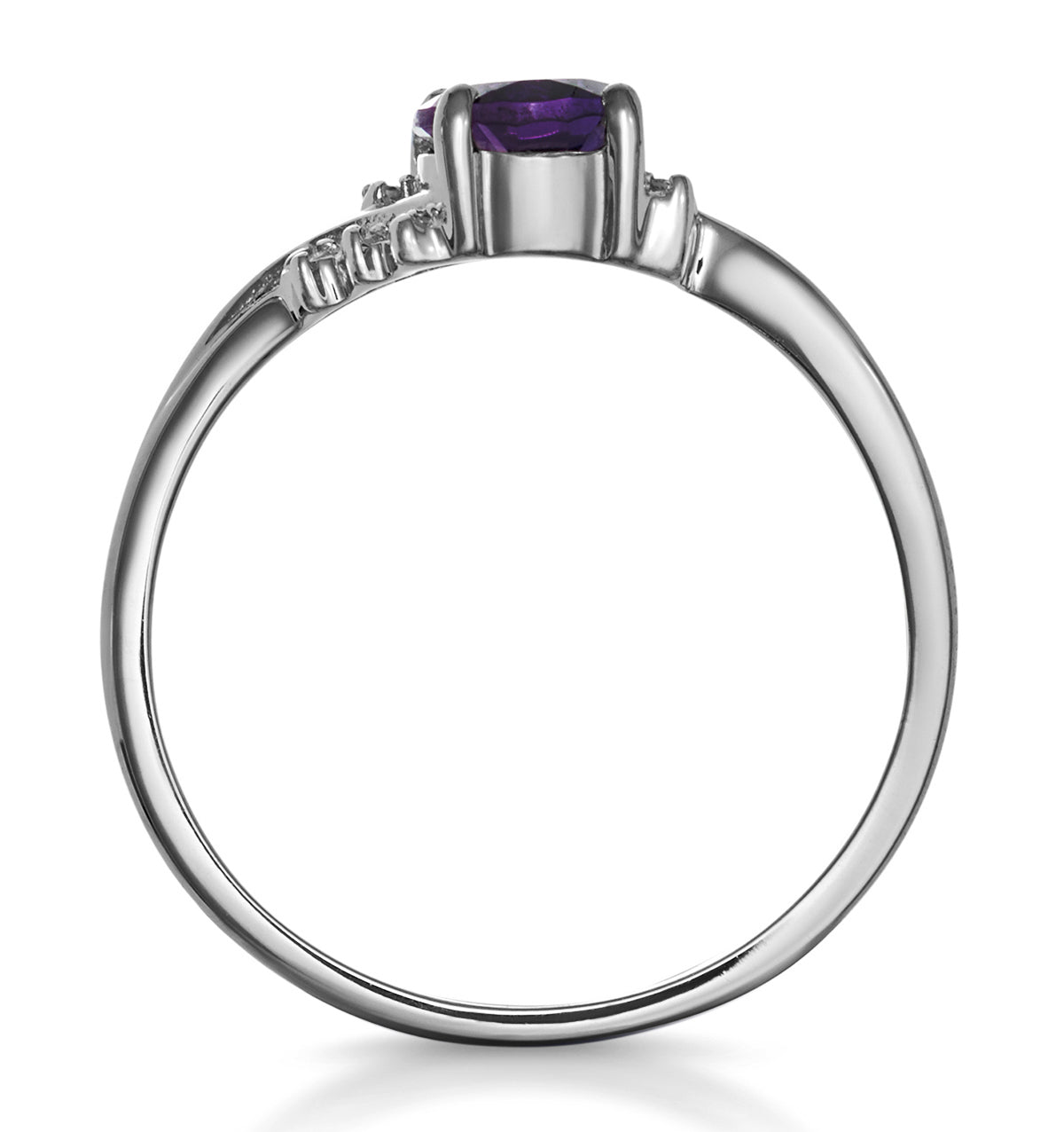 Amethyst 0.68ct And Diamond 9K White Gold Ring